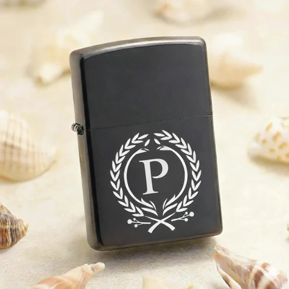 P Harfli Kişiye Özel Harf Baskılı Benzinli Çakmak
