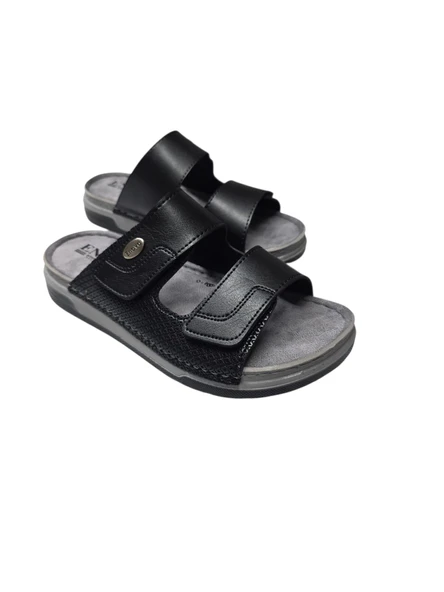 Enova Erkek Suni Deri Ortopedik Rahat Taban Cırtlı Dikişli Deri İç Taban Erkek Terliği ürün görseli 1