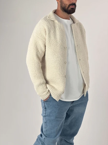 Ekru Peluş Hırka - 4