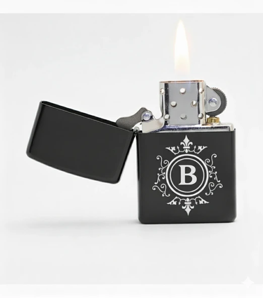 B Harfli Kişiye Özel Harf Baskılı Benzinli Çakmak