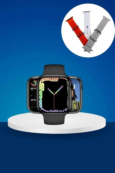 Akıllı Saat Arama Görüşme Bildirim Görme Uyku ve Sağlık Takibi Nabız Ölçer 3 Kordon Hediyeli - Resim 4