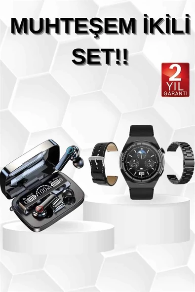 Kulak İçi Kablosuz Bluetooth Kulaklık ve NFC ve GPS Özellikli Akıllı Saat Alarm ve Titreşim - Resim 2