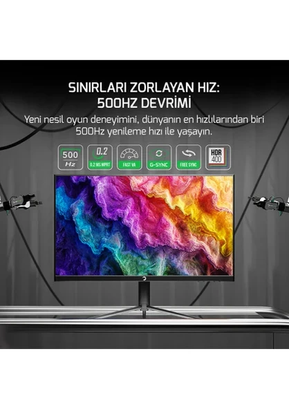 GamePower Lucid S50 24.5'' 500Hz 0.2Ms Fast VA E Spor 10 Bit Pivot RGB Gaming Monitör - 2