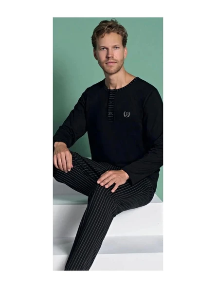 Pijadore Erkek %100 Pamuk Süprem Mevsimlik Uzun Kollu Pijama Takımı 1931 - 4