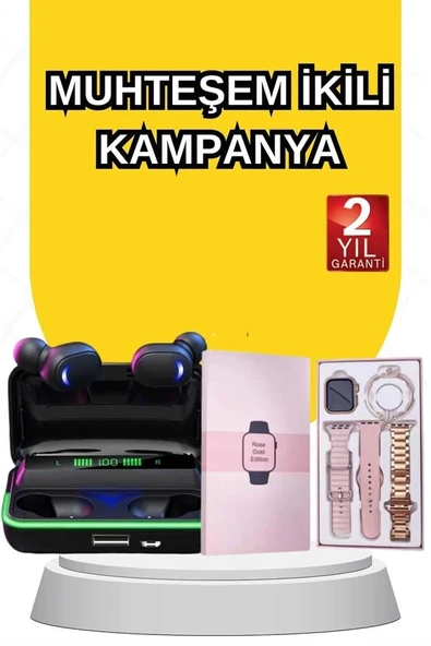 Kadınlara Özel Bileklik Hediyeli Akıllı Saat ve Dijital Göstergeli ANC Özellikli Bluetooth Kulaklık - Resim 2