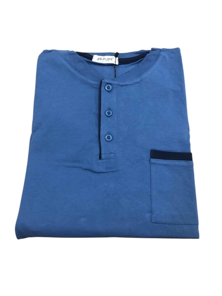 Pijamoni Erkek %100 Pamuk Penye Mevsimlik Uzun Kollu Pijama Takımı 6842 - 6