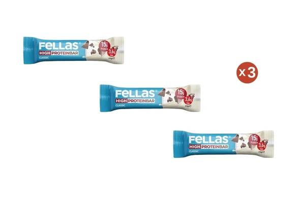 Fellas Yüksek Protein Bar - Klasik Sade 45g (3 Adet)