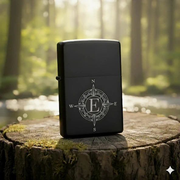 E Harfli Kişiye Özel Harf Baskılı Benzinli Çakmak ürün görseli 1