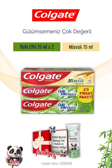 Colgate Diş Macunu Misvak ve 2'li Üçlü Etki, Rosie Hediye ürün görseli