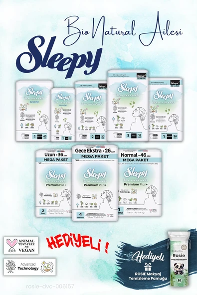 Sleepy 8 paket Bio Natural Ped Ailesi ve Rosie Pamuk ürün görseli