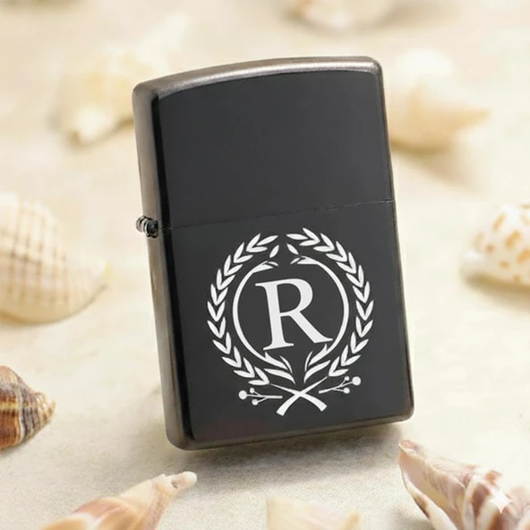R Harfli Kişiye Özel Harf Baskılı Benzinli Çakmak ürün görseli 1