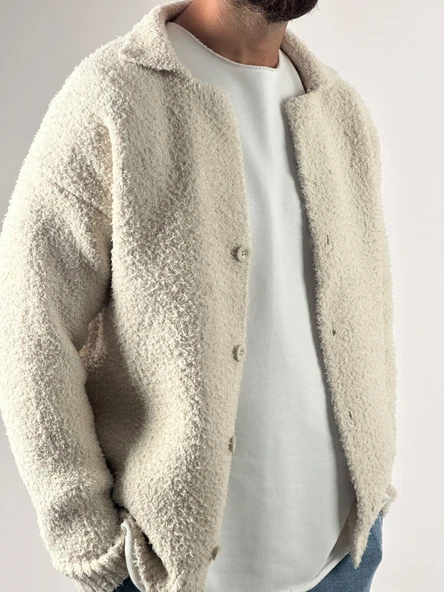 Ekru Peluş Hırka - 2