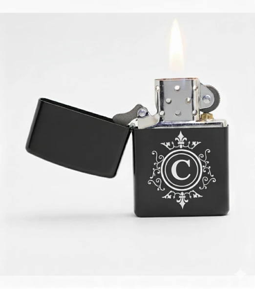 C Harfli Kişiye Özel Harf Baskılı Benzinli Çakmak