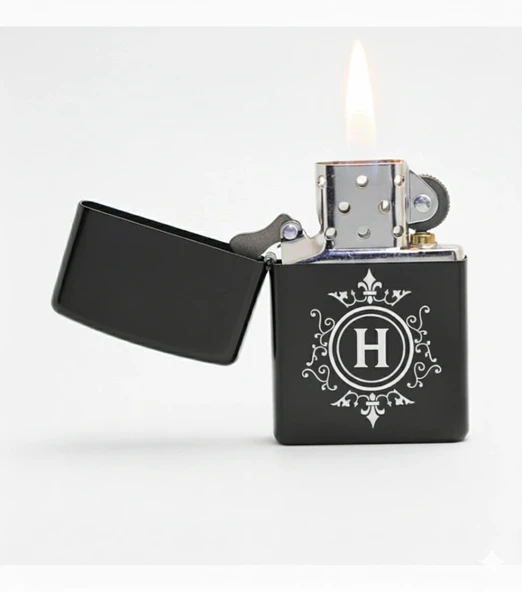 H Harfli Kişiye Özel Harf Baskılı Benzinli Çakmak ürün görseli 1