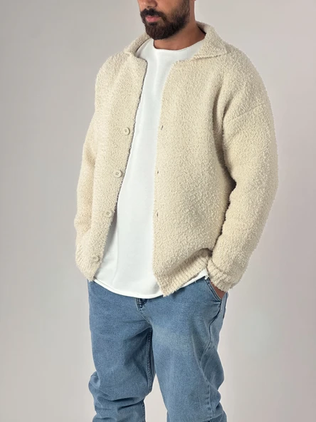 Ekru Peluş Hırka - 3