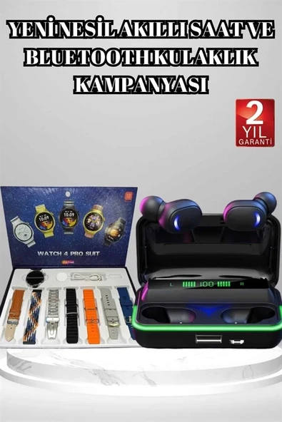 Powerbank Bluetooth Kulaklık Ve Akıllı Saat 7 Kordonlu Metal Kordon Plastik Kordon - Resim 2