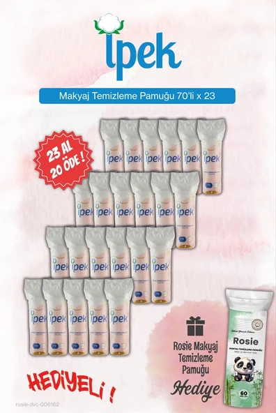 23 AL 20 ÖDE İpek Makyaj Temizleme 70'li ve Rosie Pamuk Hediye ürün görseli