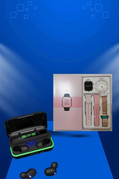 Kadınlara Özel Bileklik Hediyeli Akıllı Saat ve Dijital Göstergeli ANC Özellikli Bluetooth Kulaklık - Resim 5