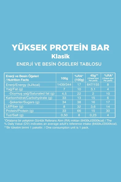 Fellas Yüksek Protein Bar - Klasik Sade 45g (3 Adet) - 5