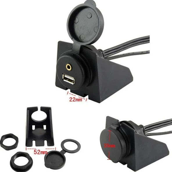4825 Usb 2Rca 3.5mm Aux Araç İçi Kontrol Paneli Uzatma Ek Kablosu - 7
