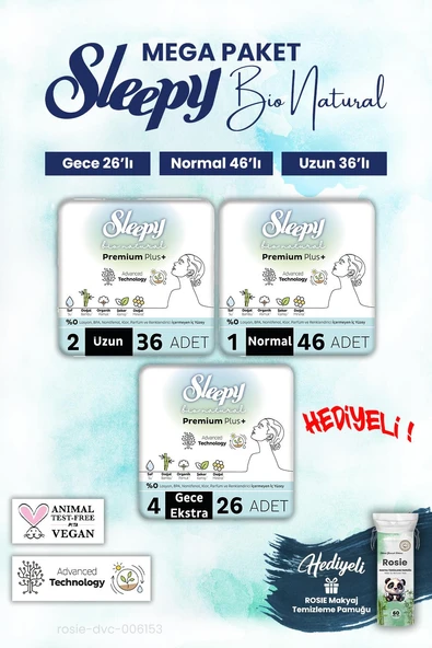 Sleepy Bio Natural Mega Paketler Ailesi ve Rosie Pamuk ürün görseli