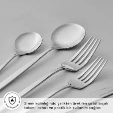 Karaca Elegance Braga Platin 12 Kişilik 84 Parça Çatal Kaşık Bıçak Takımı - Resim 4