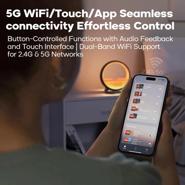 Dekala Arches Çalar Saat Gün Doğumu Kablosuz Şarjlı Uyku Sesi Makinesi Siyah - 5