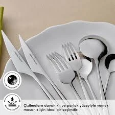 Karaca Elegance Braga Platin 12 Kişilik 84 Parça Çatal Kaşık Bıçak Takımı - Resim 3