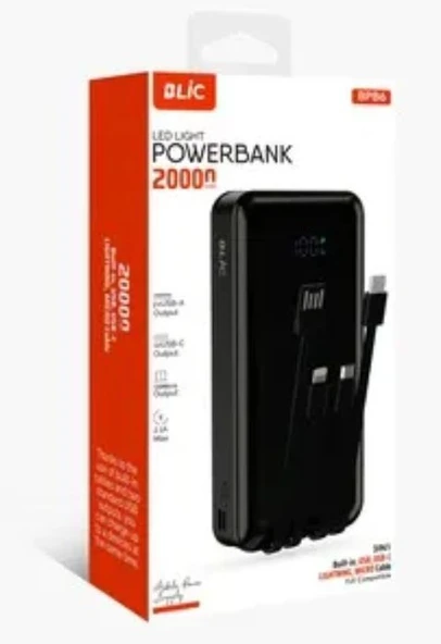 Bpb06 20.000 Mah 3 in 1 Plus Dijital Göstergeli Dahili Çoklu Kablolu Taşınabilir Şarj Cihazı - 3