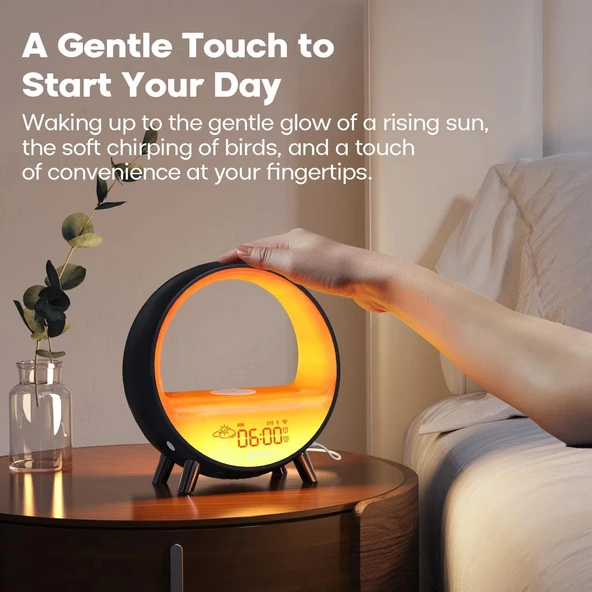 Dekala Arches Çalar Saat Gün Doğumu Kablosuz Şarjlı Uyku Sesi Makinesi Siyah - 3
