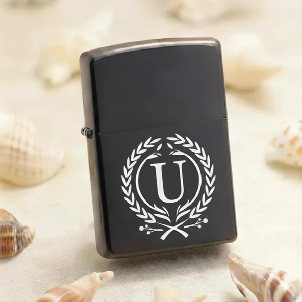U Harfli Kişiye Özel Harf Baskılı Benzinli Çakmak ürün görseli 1