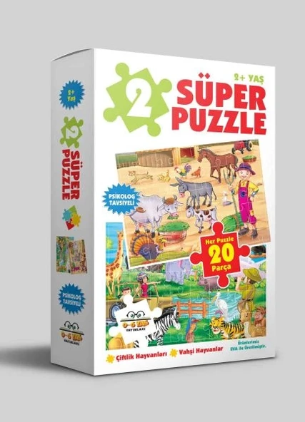 2 Süper Puzzle - Çiftlik Hayvanları - Vahşi Hayvanlar 2+ Yaş ürün görseli