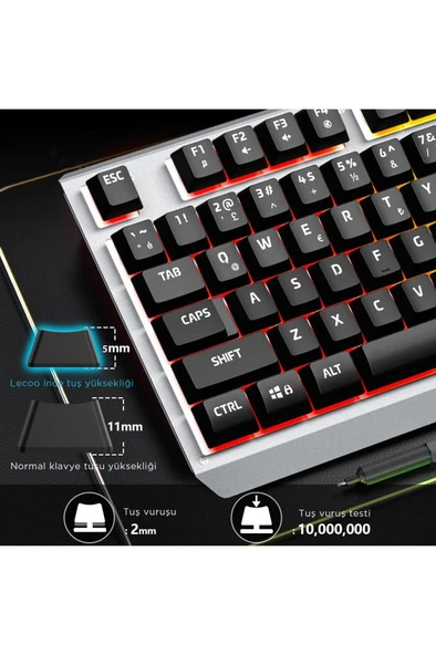 Lenovo Lecoo KB121 RGB Kablolu Oyuncu Klavyesi Teşhir - 4
