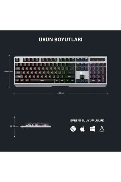 Lenovo Lecoo KB121 RGB Kablolu Oyuncu Klavyesi Teşhir - 5
