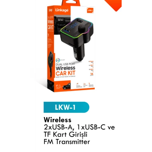 Araç şarj Lkw1 2 Usb A+ USB C Hızlı Araç Şarjı Cihazı Çakmaklık tf kart girişli FM transmiter ürün görseli 1