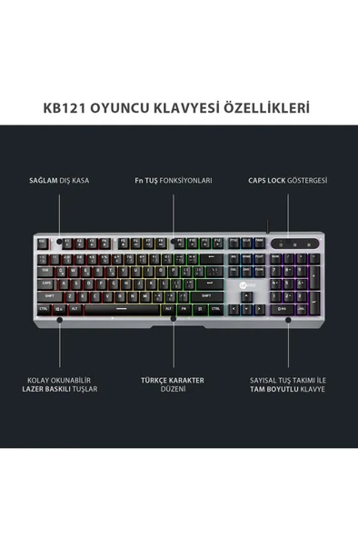 Lenovo Lecoo KB121 RGB Kablolu Oyuncu Klavyesi Teşhir - 6