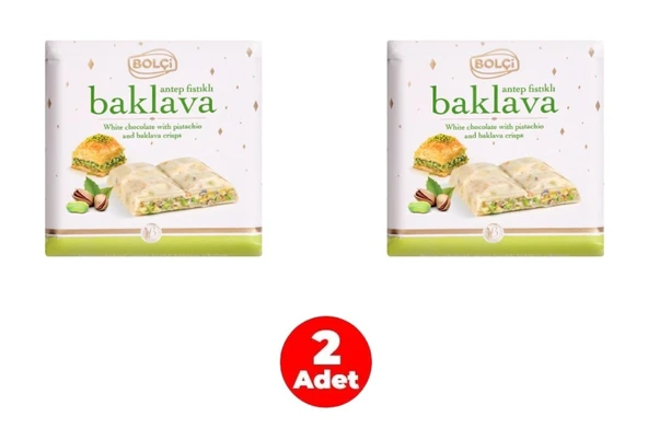 Bolçi Antep Fıstıklı Baklava Parçacıklı Beyaz Tablet Çikolata 70g (2 Adet) - Resim 2