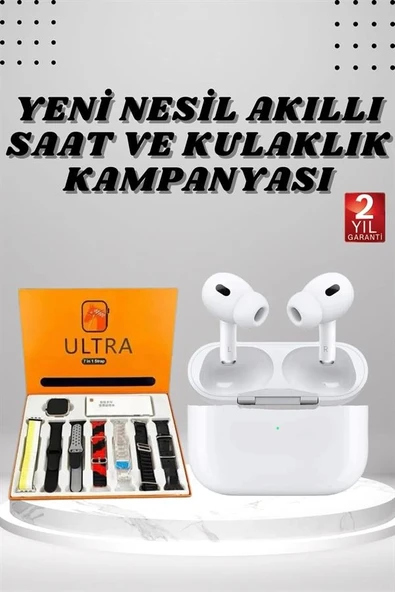 7 Kordonlu Akıllı Saat Ve Yeni Nesil Kulaklık Dokunmatik Ekran Android ve İOS Uyumlu - Resim 2