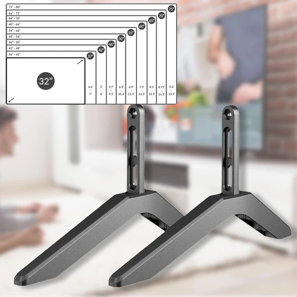 POWERMASTER PM-26784 YÜKSEKLİK AYARLI 32"-75" UNIVERSAL TELEVİZYON AYAĞI STANDI - 4