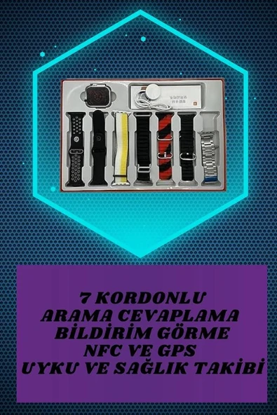 Aynalı Bluetooth Kulaklık ve 7 Kordonlu Akıllı Saat Dijital Göstergeli Uzun Pil Ömrü - 3