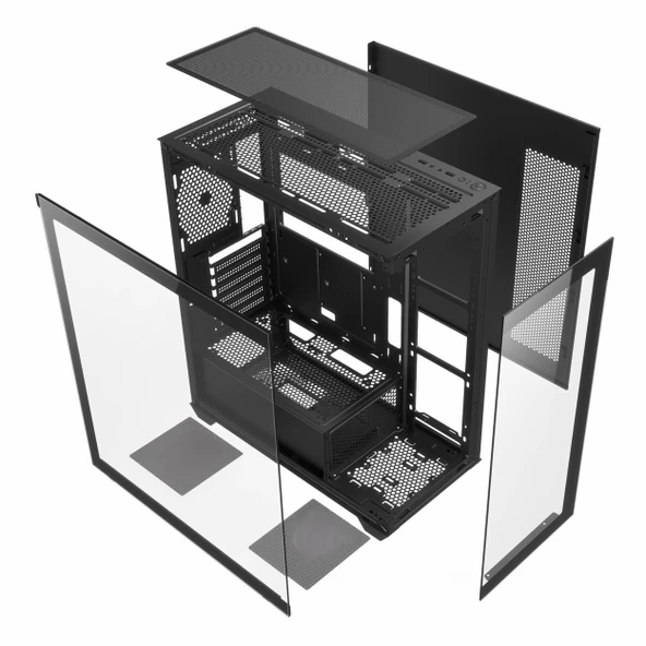 Aztech AZT101-B USB 3.0 RGB ATX Mid Tower Siyah Kasa - Resim 6