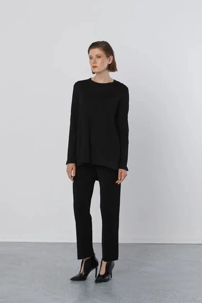 Nuss Basic Tunik Ön Kısa Arka Uzun Tunik - 902 kahve - Resim 4