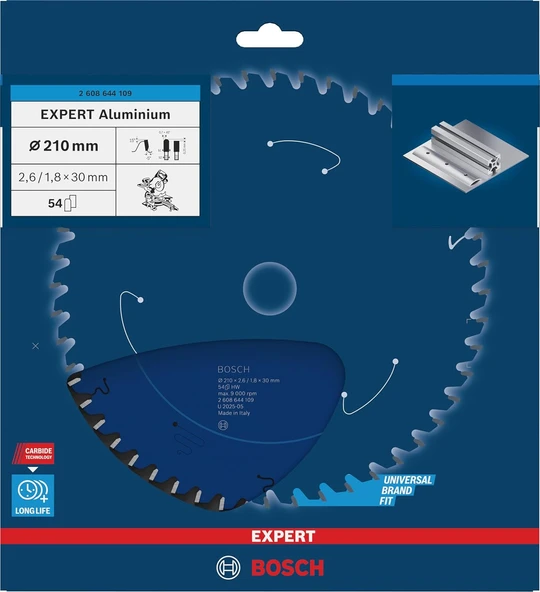Bosch Expert Serisi 210x30 mm 54 Diş Alüminyum İçin Daire Testere Bıçağı - 2608644109