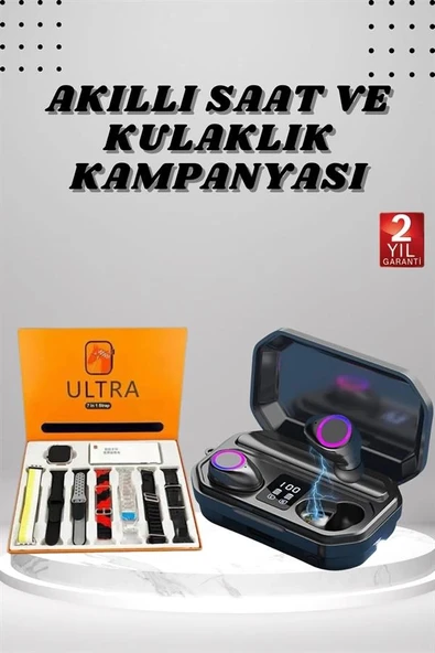 Yeni Nesil Akıllı Saat ve Bluetooth Kulaklık Kampanyası Dijital Göstergeli Powerbankli - Resim 2