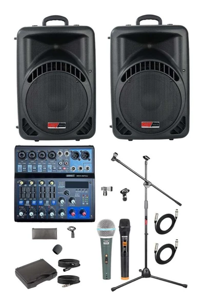 Lastvoice Ample Center-Paket-2 Aktif hoparlör ve Mixer Full Ses Sistemi Seti - 1