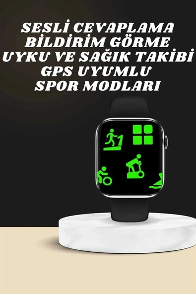 Akıllı Saat Wireless Şarj Yüksek Çözünürlüklü Müzik Dinleme Sesli Cevaplama - Resim 4