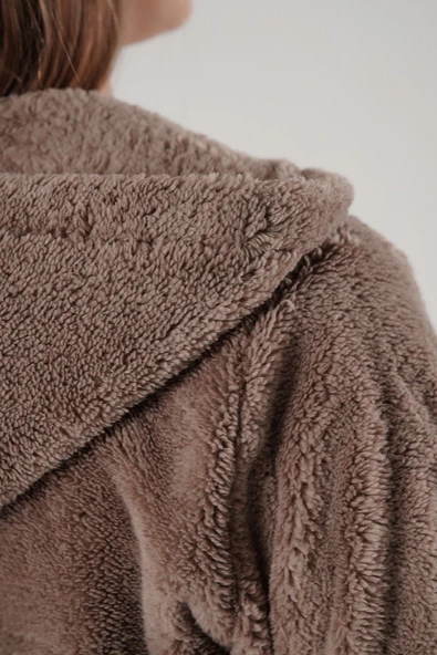 Kadın Vizon Peluş Yumoş Fermuarlı Kapüşonlu Cepli Welsoft Ceket 22KCKTERES - 7