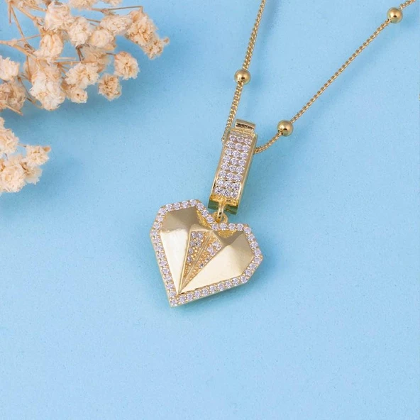 Gümüş Pazarım Altın Kaplama 925 Ayar Gümüş Nazarlı Göz Kirpik Kolye