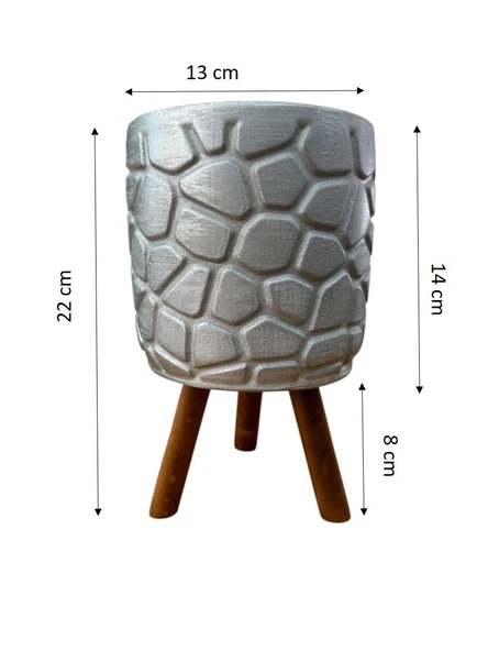 Bitki Tasarımı Ev dekorasyon Gümüş Taş Desen Ayaklı Beton Saksı Çiçeklik Saksılık - Resim 2