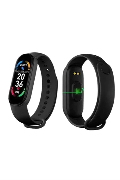 M6 Akıllı Bileklik Siyah Adımsayar Spor Takibi Android ve İOS Uyumlu - 1